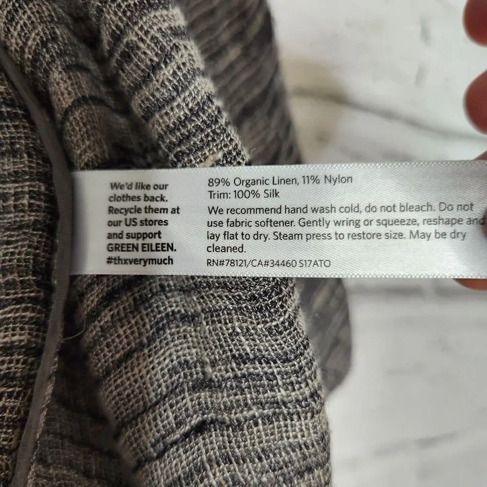 Eileen Fisher Womens Small Organic Linen Gray Lightweight Cardigan Lagenlook